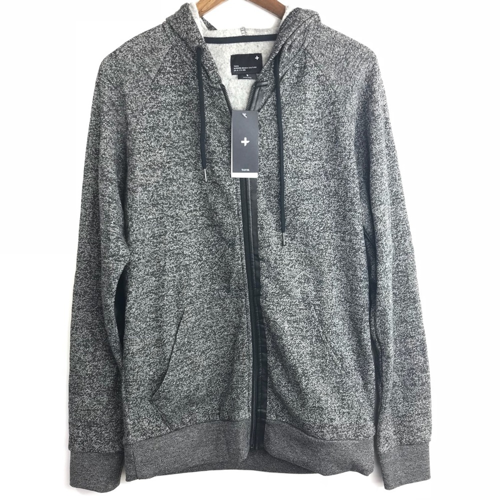 NWT Tavik Elbow Patch Full Zip Fleece Hoodie